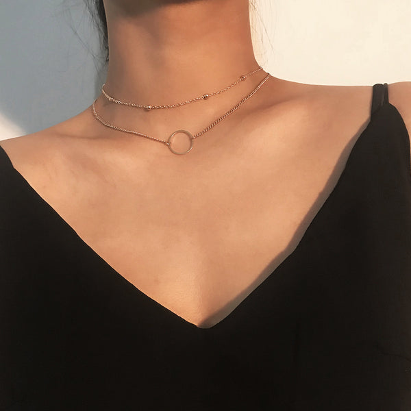 Collar Choker Moderno de Dos Capas