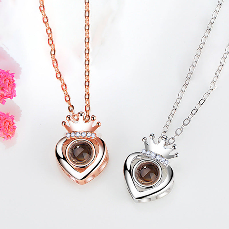 Collar con colgante y cadena con grabado fotográfico en 100 idiomas